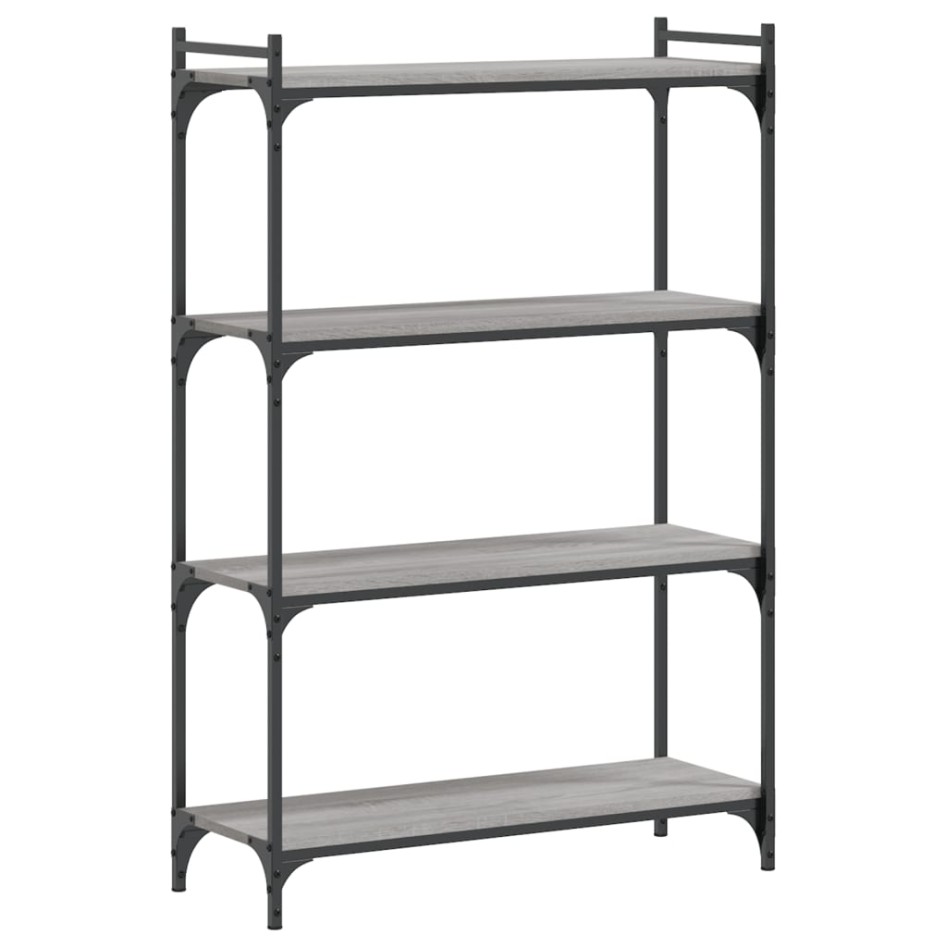 Librería 4 estantes madera ingeniería gris Sonoma 80x30x120