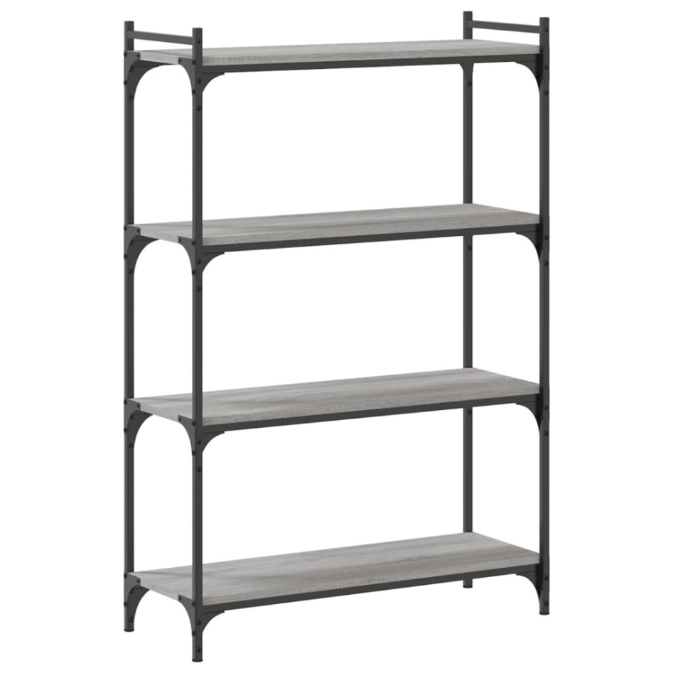 Librería 4 estantes madera ingeniería gris Sonoma 80x30x120