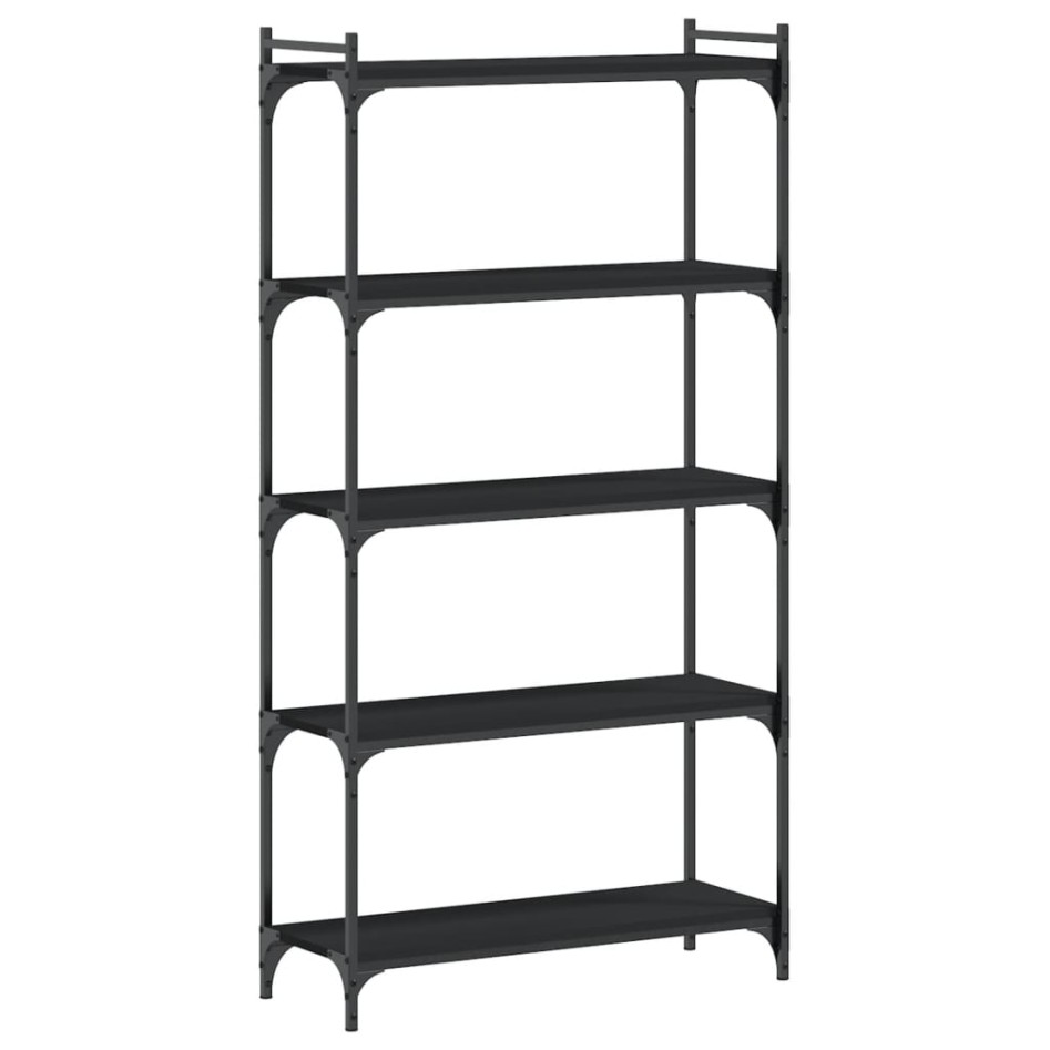 Librería de 5 estantes madera de ingeniería negro 80x30x154