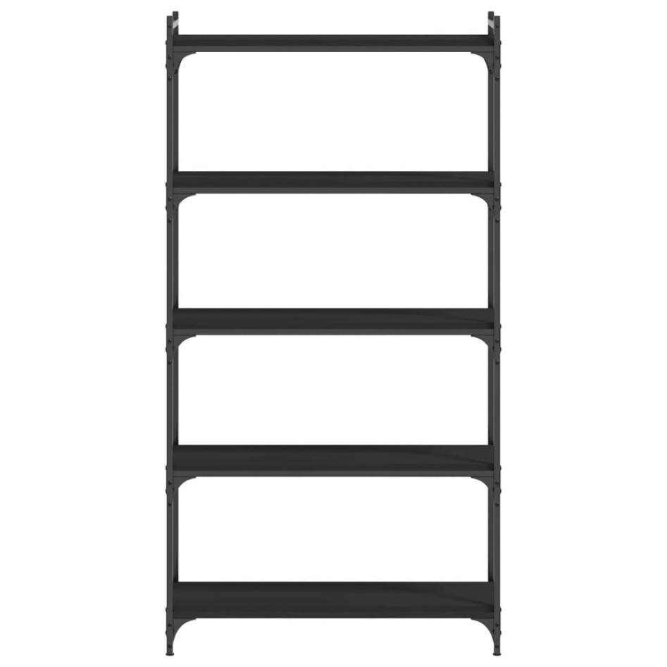 Librería de 5 estantes madera de ingeniería negro 80x30x154