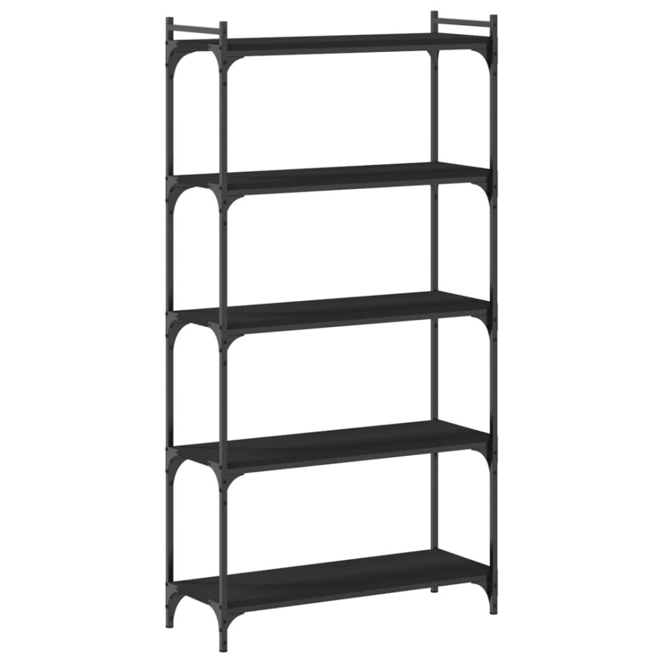 Librería de 5 estantes madera de ingeniería negro 80x30x154