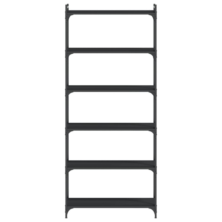 Librería de 6 estantes madera de ingeniería negro 80x30x188