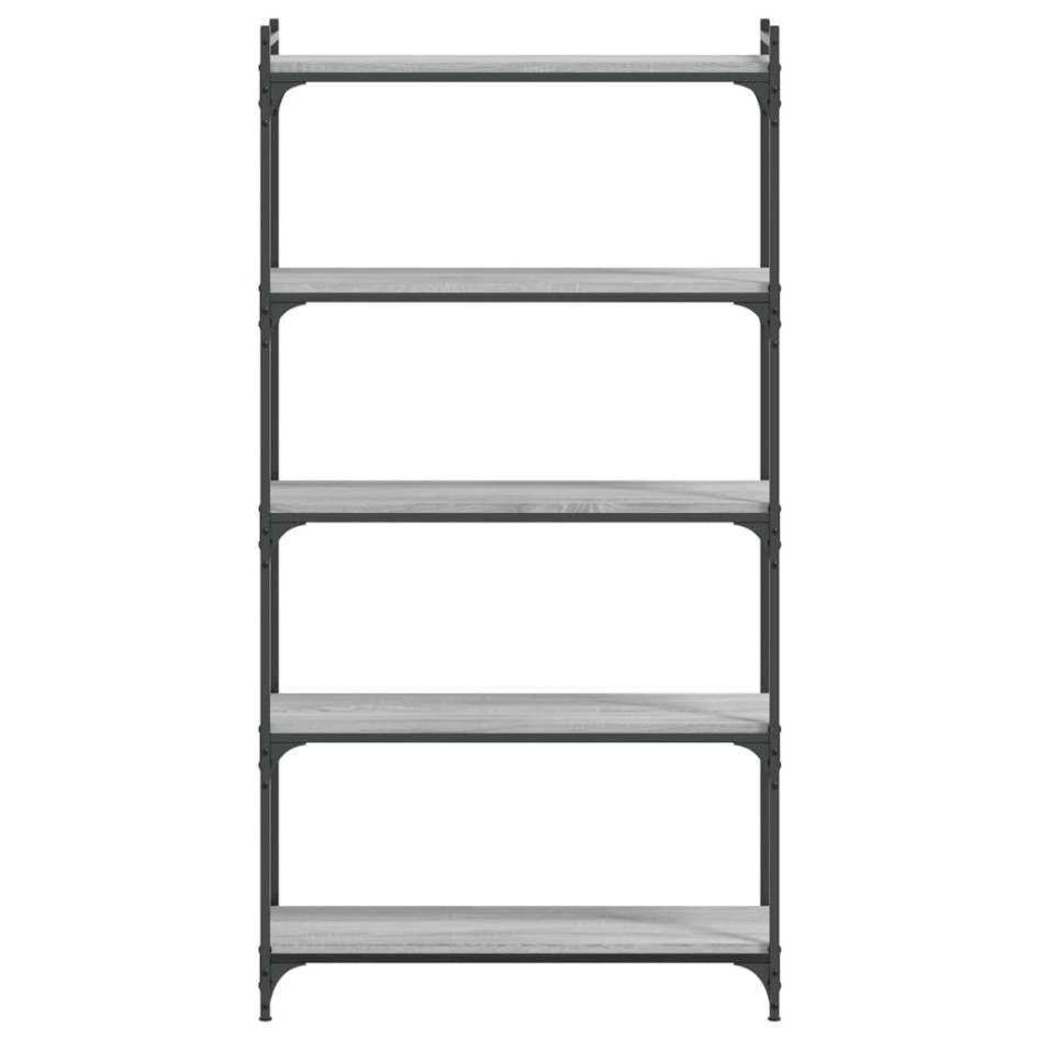 Librería 5 estantes madera ingeniería gris Sonoma 80x30x154