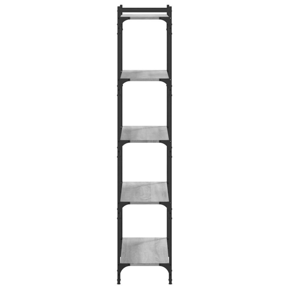 Librería 5 estantes madera ingeniería gris Sonoma 80x30x154