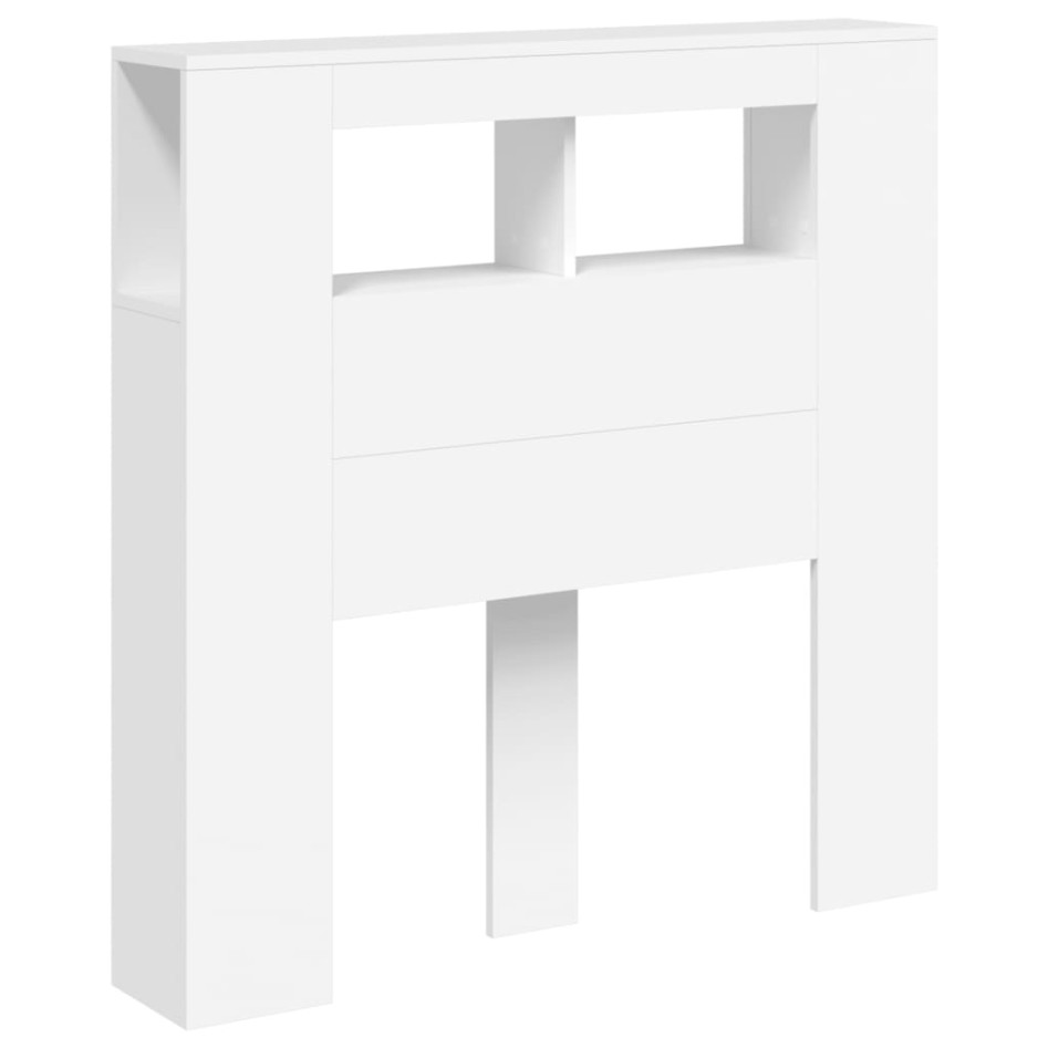 Cabecero con LED madera de ingeniería blanco 100x18,5x103,5