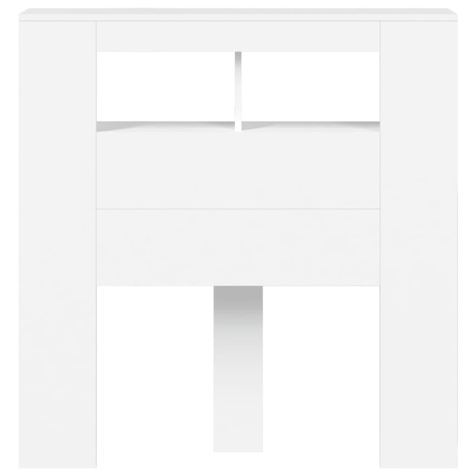 Cabecero con LED madera de ingeniería blanco 100x18,5x103,5