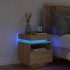 Mesita de noche con luces LED roble Sonoma 40x39x48,5