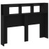 Cabecero con LED madera de ingeniería negro 140x18,5x103,5