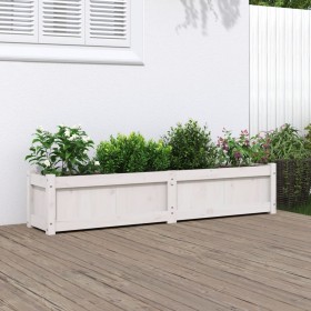 Jardinera de madera maciza de pino blanca 150x31x31