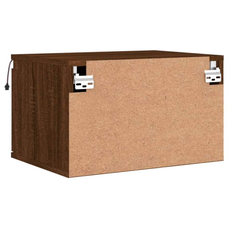 Mesitas de noche de pared con luces LED 2 unidades roble