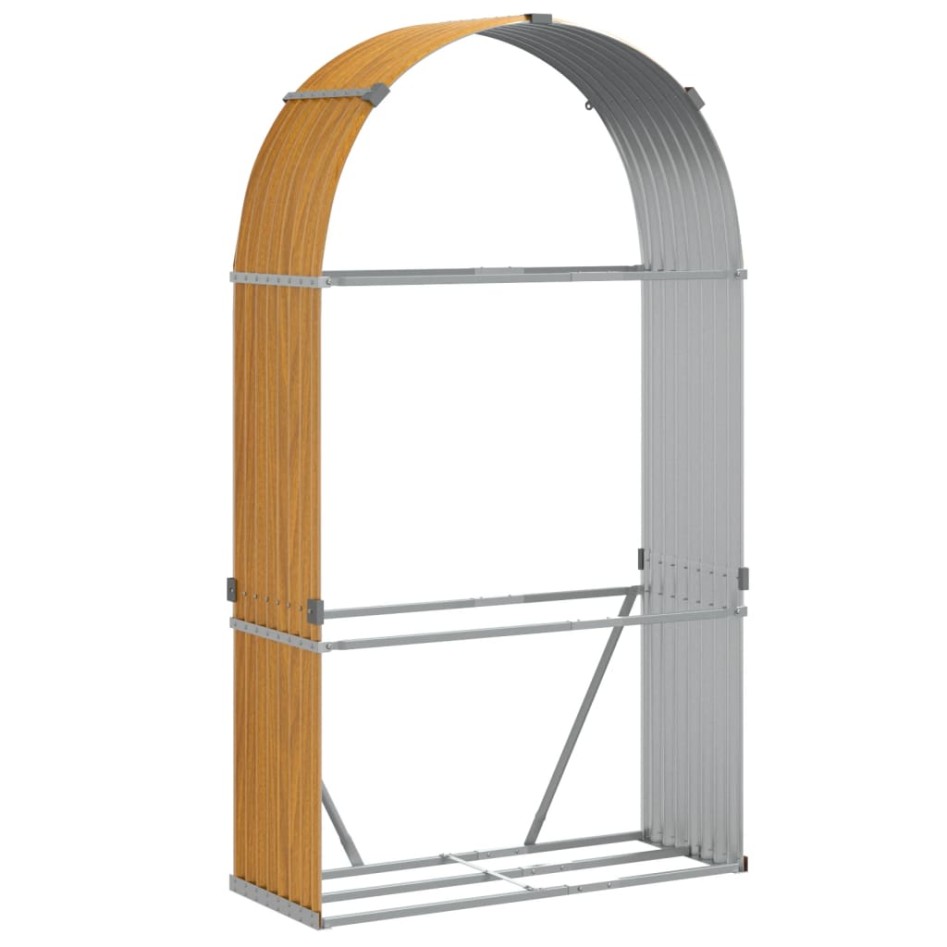 Leñero de acero galvanizado marrón claro 120x45x210