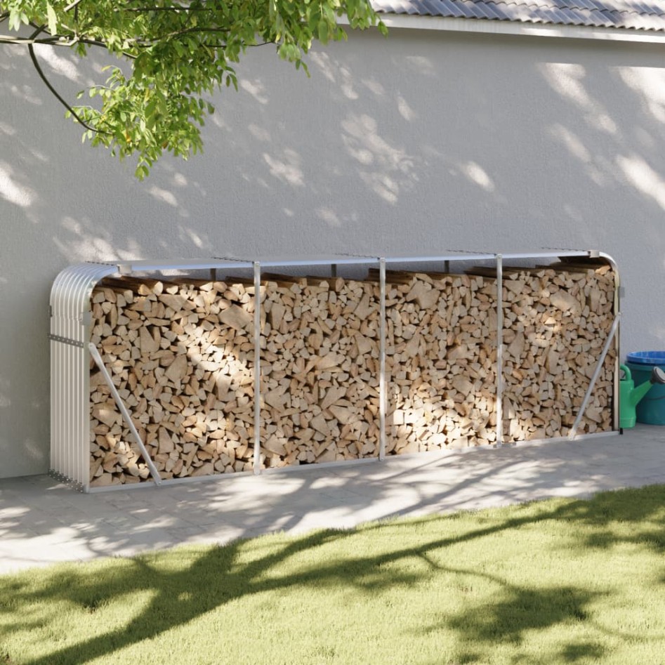 Leñero de acero galvanizado plateado 300x45x100