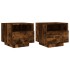 Mesitas de noche con luces LED 2 uds roble ahumado 40x39x37