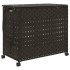 Cesto de ropa sucia con ruedas ratán marrón oscuro 66x35x60