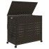 Cesto de ropa sucia con ruedas ratán marrón oscuro 66x35x60