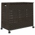 Cesto de ropa sucia con ruedas ratán marrón oscuro 66x35x60