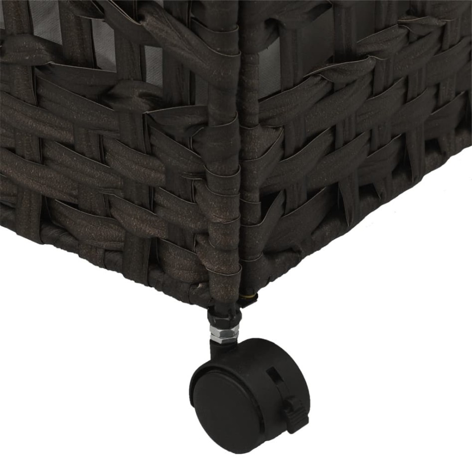 Cesto de ropa sucia con ruedas ratán marrón oscuro 66x35x60