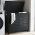 Cesto para ropa sucia con ruedas ratán negro 66x35x60