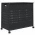 Cesto para ropa sucia con ruedas ratán negro 66x35x60