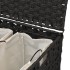Cesto para ropa sucia con ruedas ratán negro 66x35x60