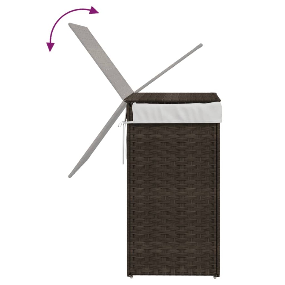 Cesto para ropa sucia con tapa ratán marrón oscuro 46x33x60