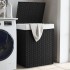 Cesto de ropa sucia con tapa ratán sintético negro 46x33x60