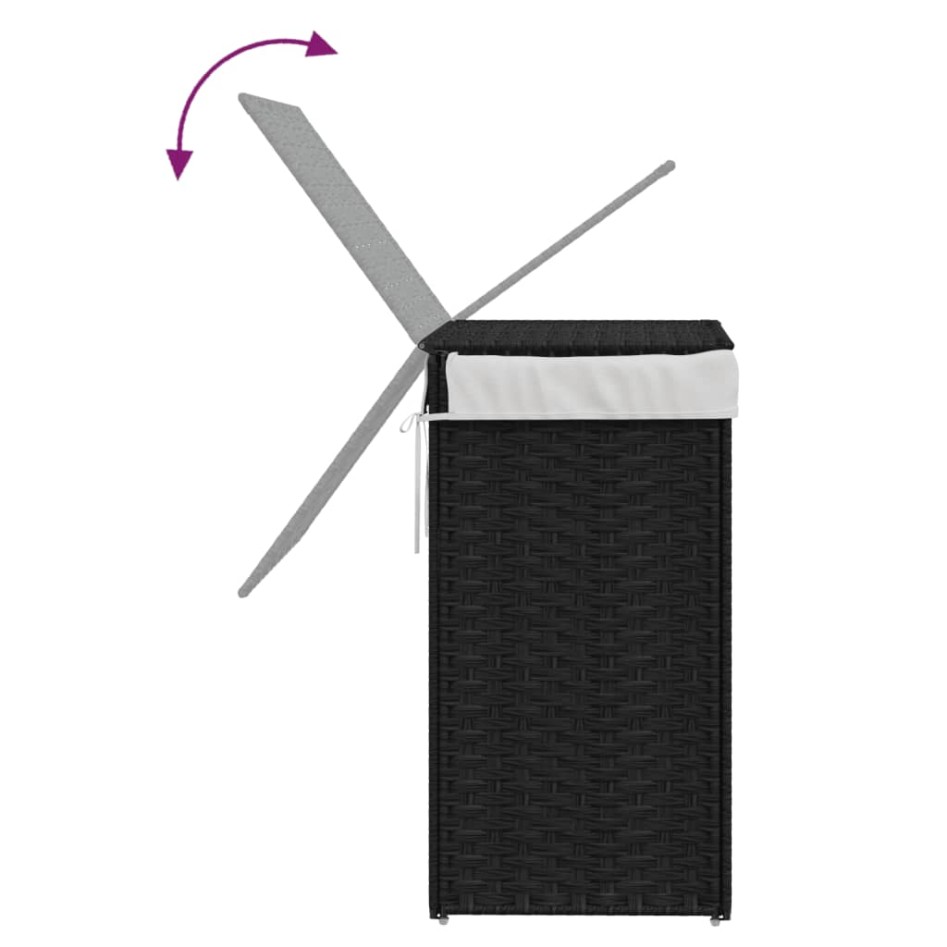 Cesto de ropa sucia con tapa ratán sintético negro 46x33x60