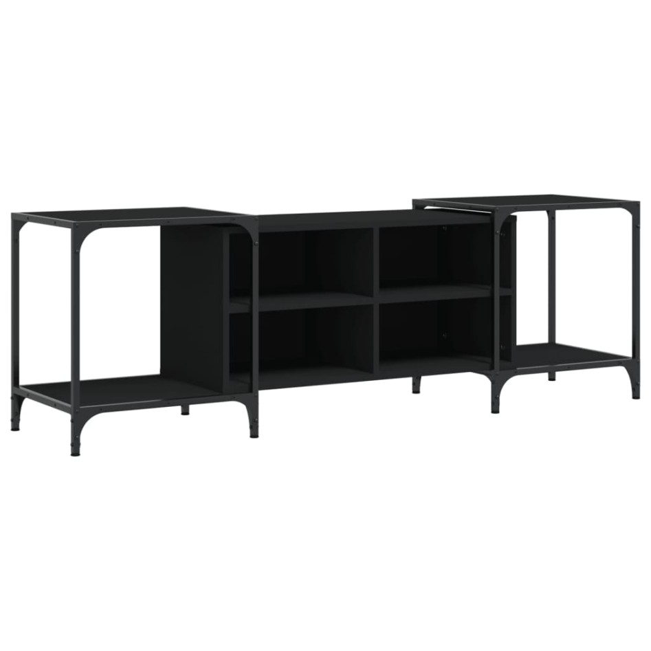 Mueble de TV de madera de ingeniería negro 153x37x50
