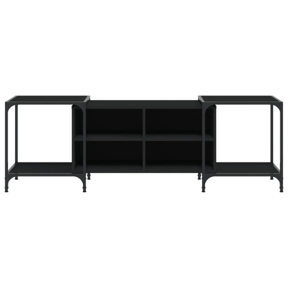 Mueble de TV de madera de ingeniería negro 153x37x50