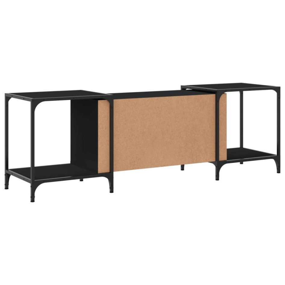 Mueble de TV de madera de ingeniería negro 153x37x50