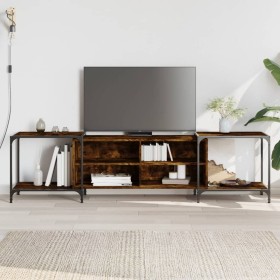 Mueble de TV madera de ingeniería roble ahumado 203x37x50