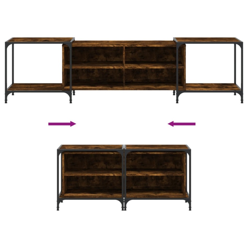 Mueble de TV madera de ingeniería roble ahumado 203x37x50