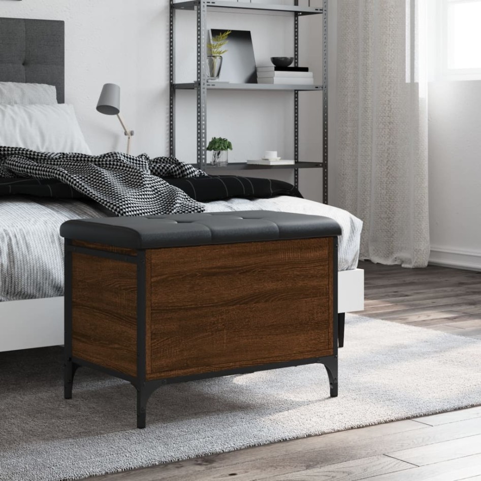 Banco con almacenaje madera ingeniería roble marrón 62x42x45