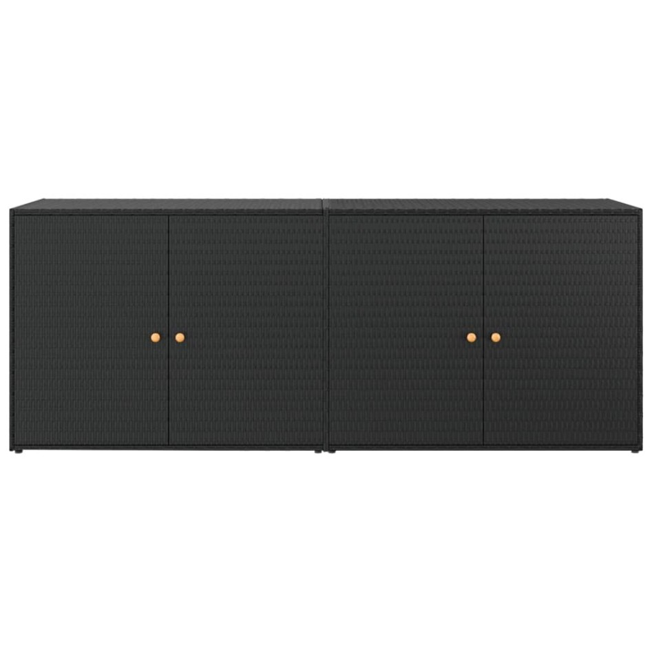 Armario de almacenaje de jardín ratán PE negro 198x55,5x80