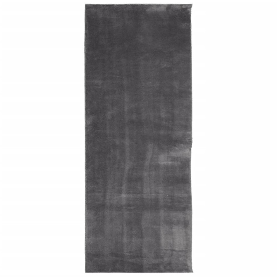 Alfombra de pelo corto suave lavable HUARTE antracita 80x200