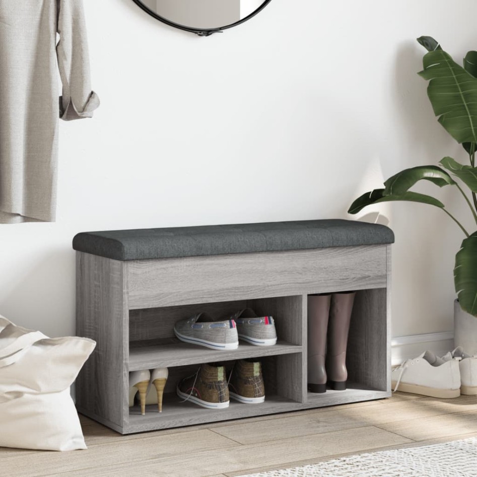 Banco zapatero madera de ingeniería gris Sonoma 82x32x45,5