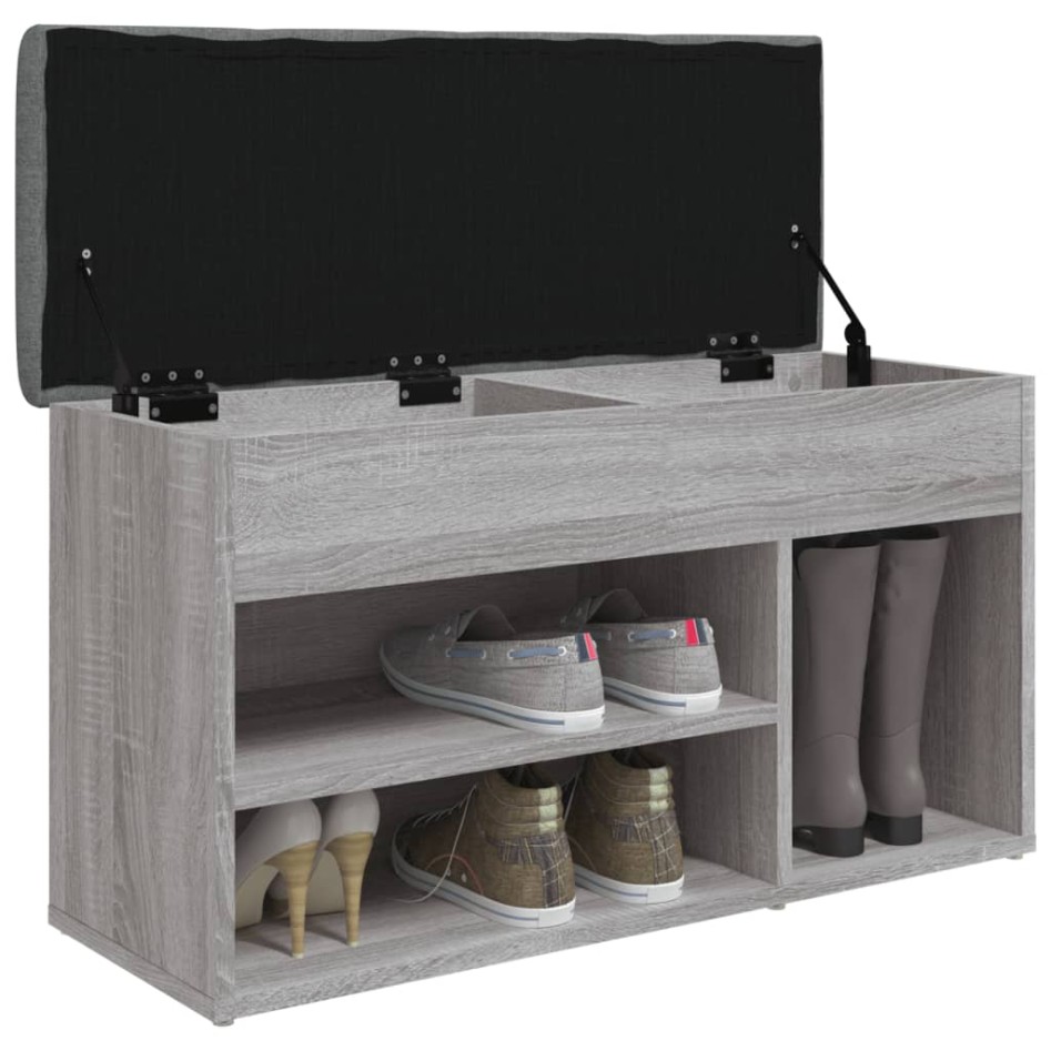 Banco zapatero madera de ingeniería gris Sonoma 82x32x45,5