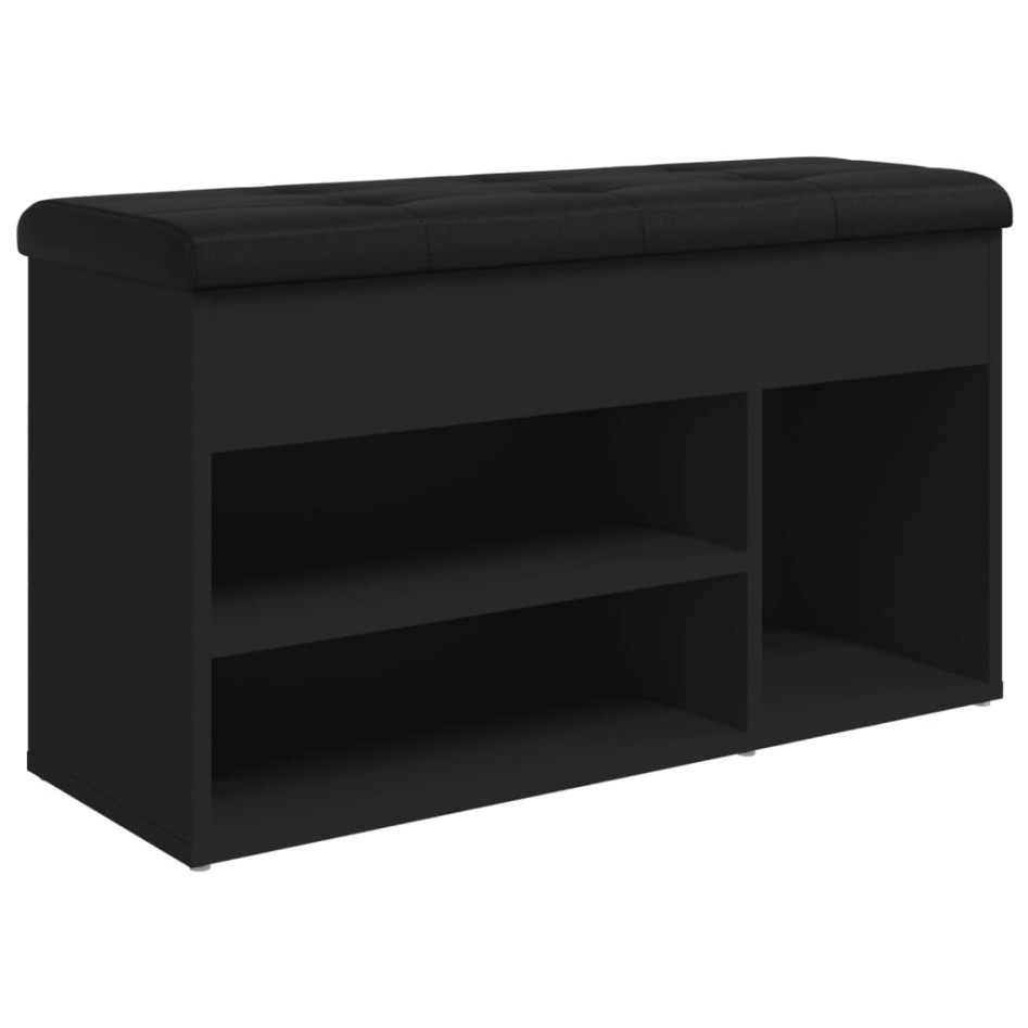 Banco zapatero madera de ingeniería negro 82x32x45,5