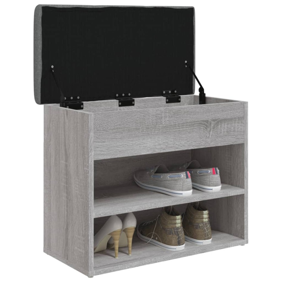 Banco zapatero madera de ingeniería gris Sonoma 62x32x50