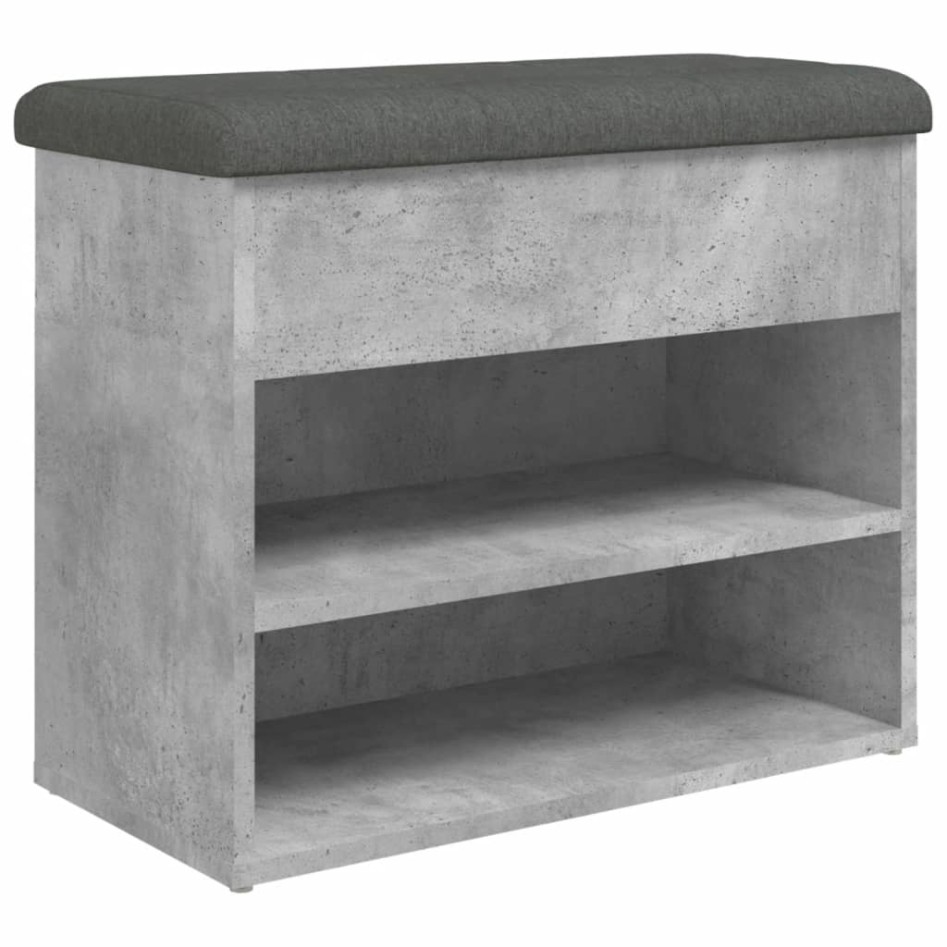 Banco zapatero madera de ingeniería gris hormigón 62x32x50