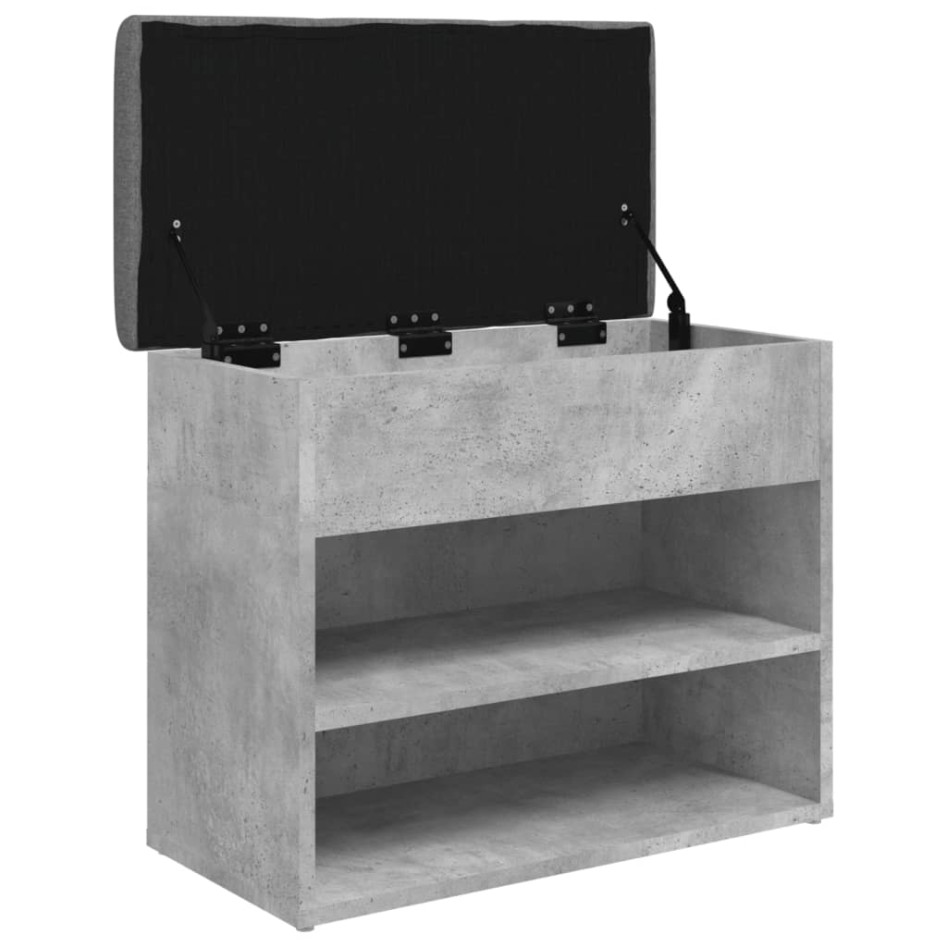 Banco zapatero madera de ingeniería gris hormigón 62x32x50