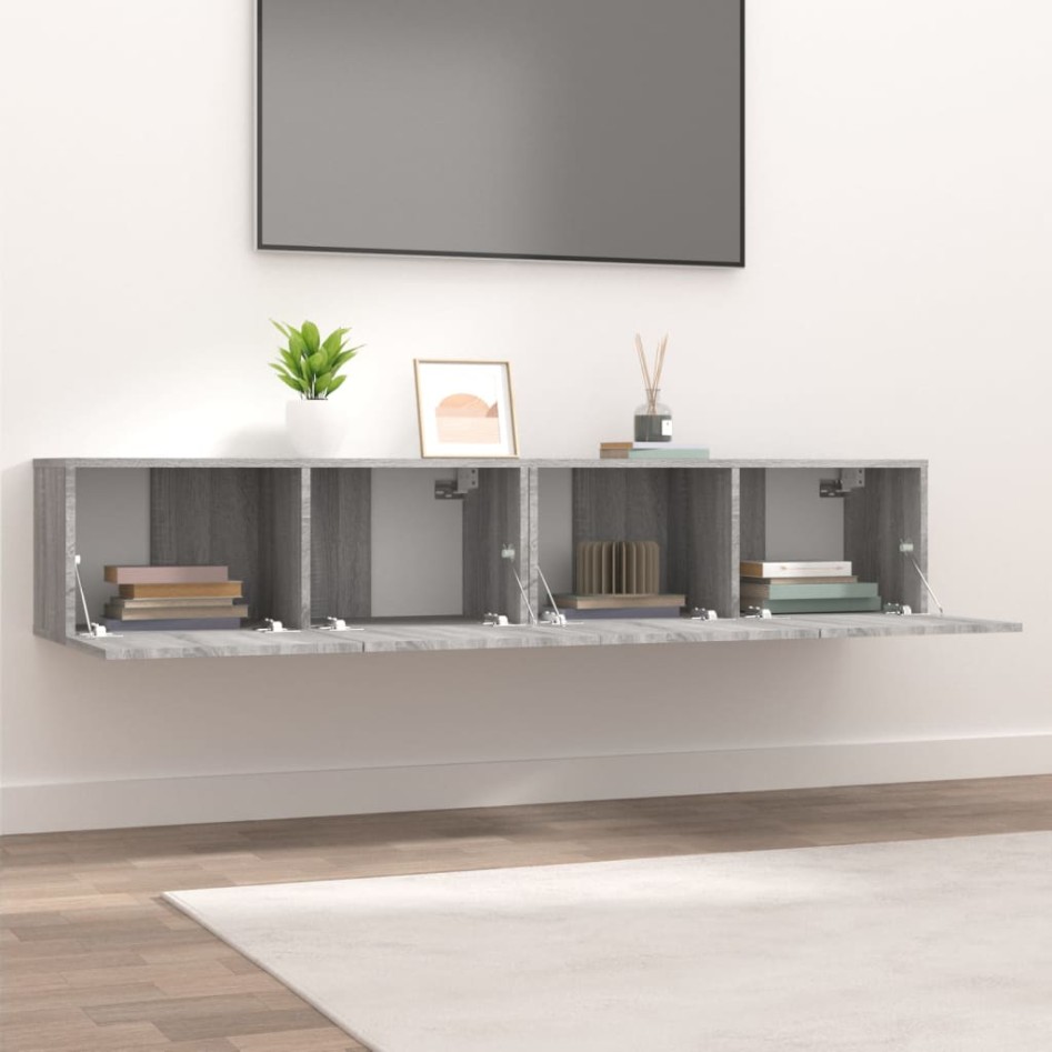 Muebles de TV 2 uds madera ingeniería gris Sonoma 80x30x30