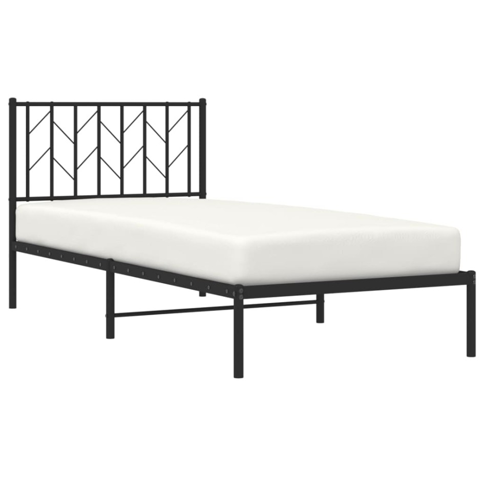 Estructura cama sin colchón con cabecero metal negro 90x200
