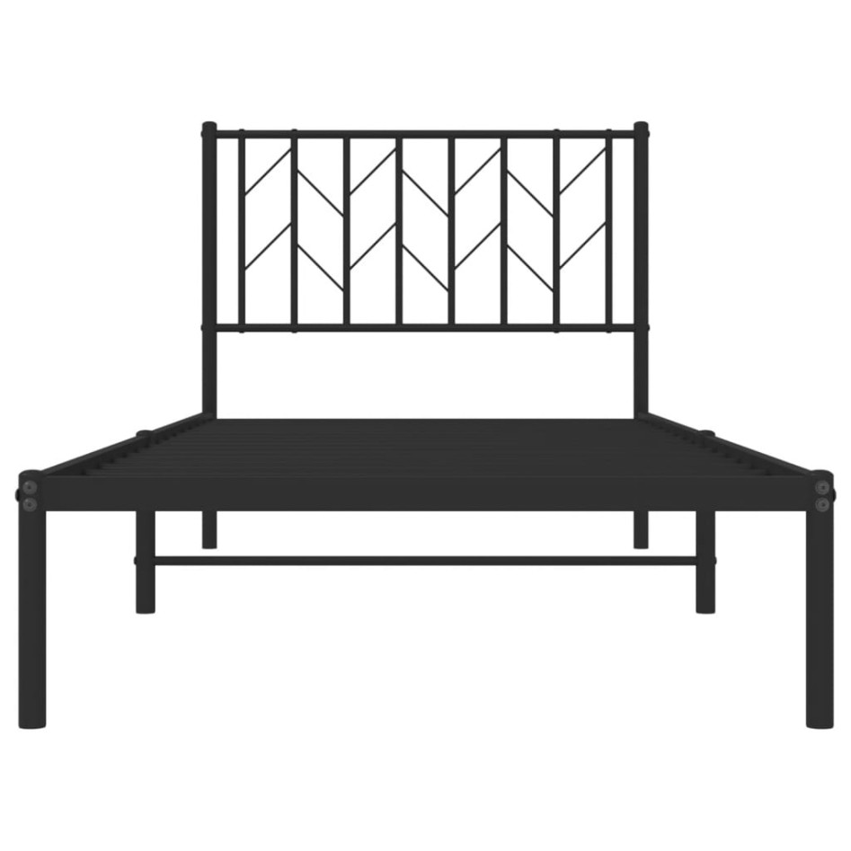 Estructura cama sin colchón con cabecero metal negro 90x200