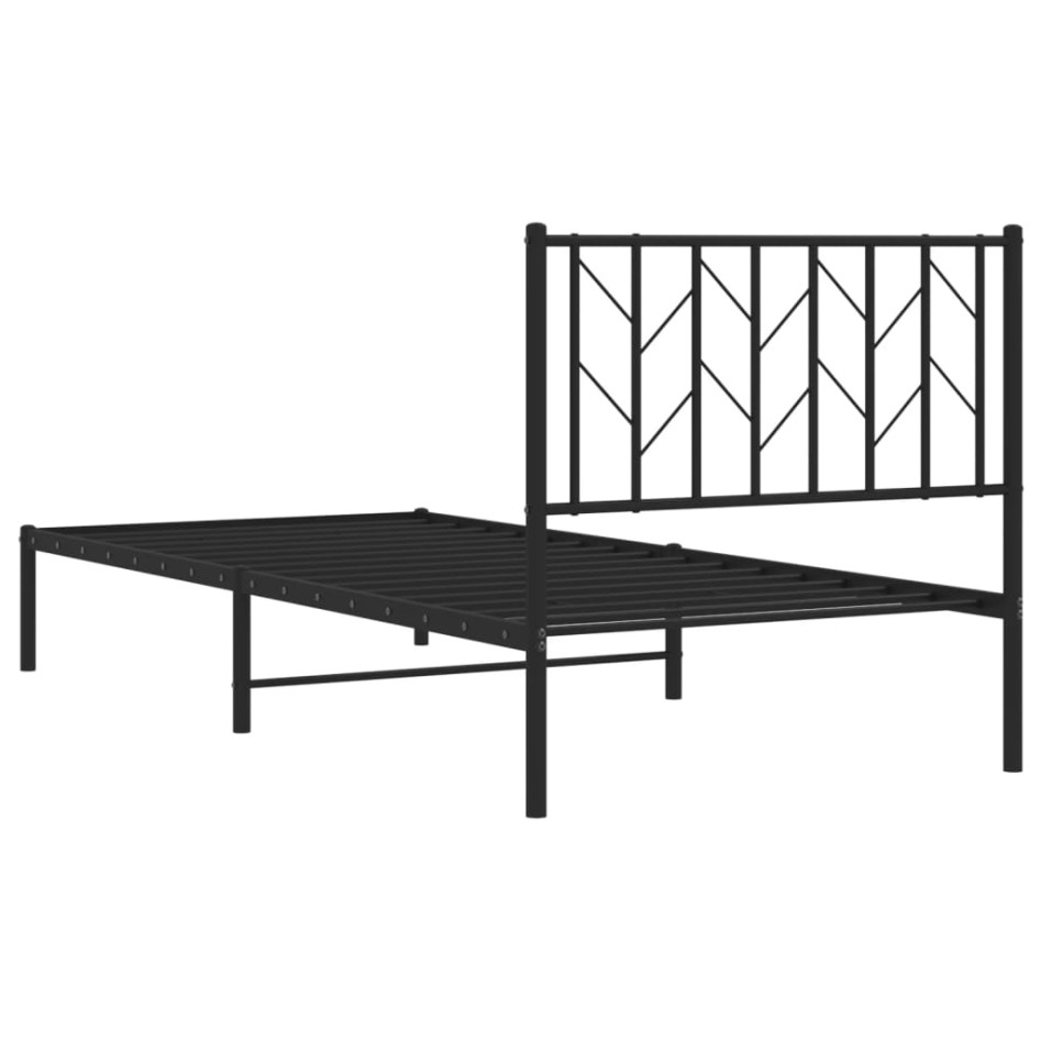 Estructura cama sin colchón con cabecero metal negro 90x200