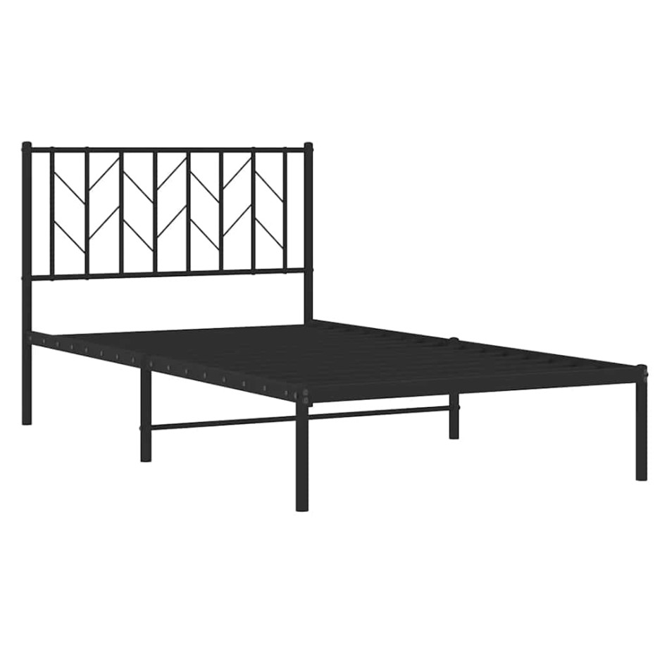 Estructura cama sin colchón con cabecero metal negro 100x200