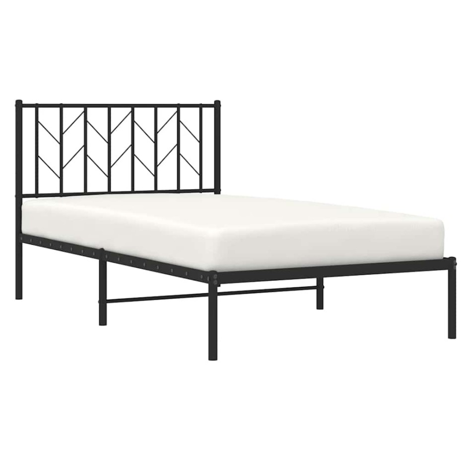 Estructura cama sin colchón con cabecero metal negro 100x200