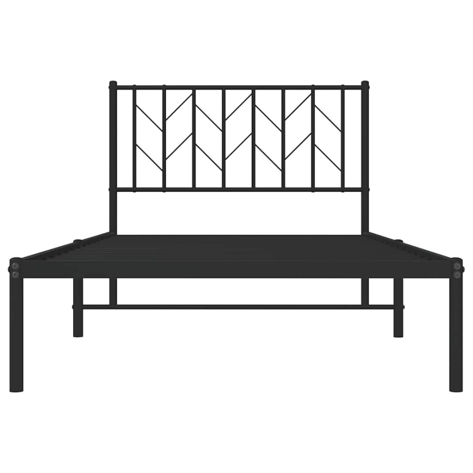Estructura cama sin colchón con cabecero metal negro 100x200
