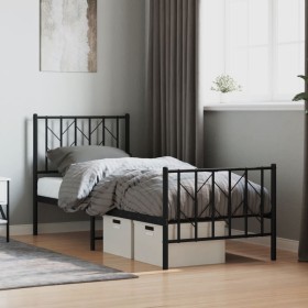 Estructura cama sin colchón con estribo metal negro 75x190