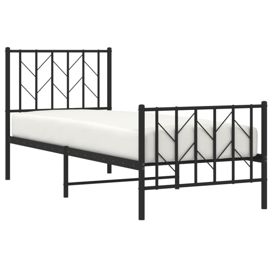 Estructura cama sin colchón con estribo metal negro 75x190